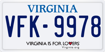 VA license plate VFK9978