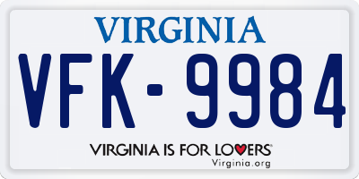 VA license plate VFK9984