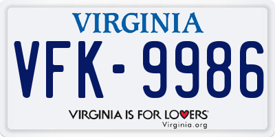 VA license plate VFK9986