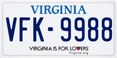 VA license plate VFK9988