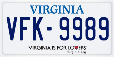 VA license plate VFK9989