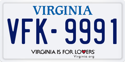 VA license plate VFK9991
