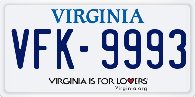 VA license plate VFK9993