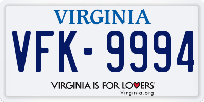 VA license plate VFK9994
