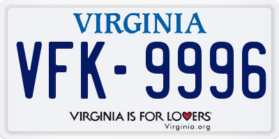 VA license plate VFK9996