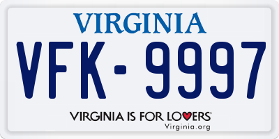 VA license plate VFK9997