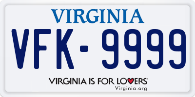 VA license plate VFK9999