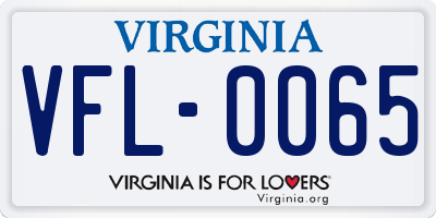 VA license plate VFL0065