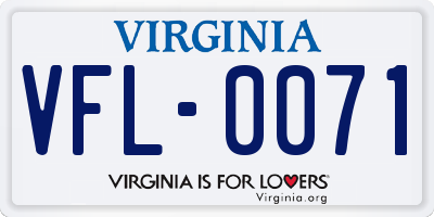 VA license plate VFL0071