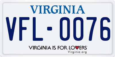 VA license plate VFL0076