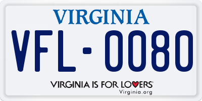 VA license plate VFL0080