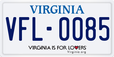 VA license plate VFL0085