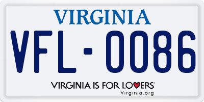 VA license plate VFL0086