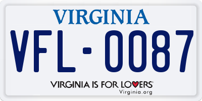 VA license plate VFL0087