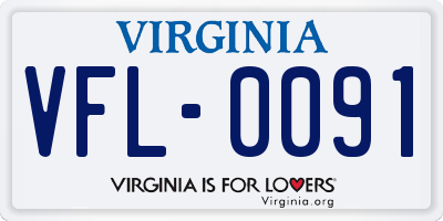 VA license plate VFL0091