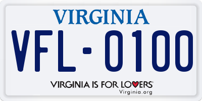 VA license plate VFL0100