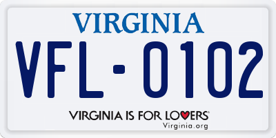 VA license plate VFL0102