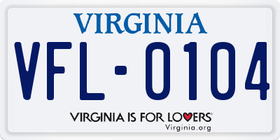 VA license plate VFL0104