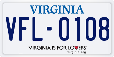 VA license plate VFL0108