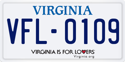 VA license plate VFL0109