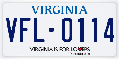 VA license plate VFL0114