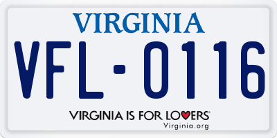 VA license plate VFL0116