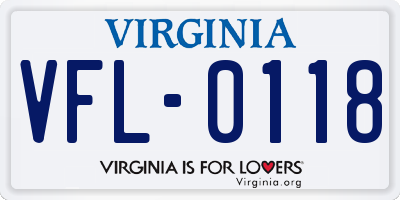 VA license plate VFL0118