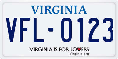 VA license plate VFL0123