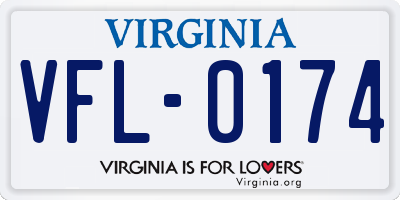VA license plate VFL0174