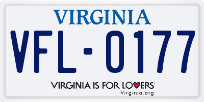 VA license plate VFL0177