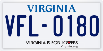 VA license plate VFL0180