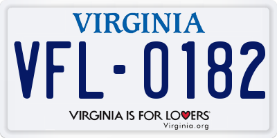 VA license plate VFL0182