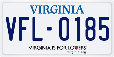VA license plate VFL0185