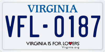 VA license plate VFL0187