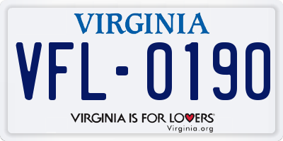 VA license plate VFL0190
