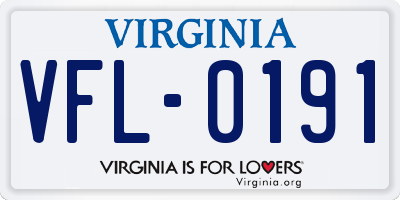 VA license plate VFL0191