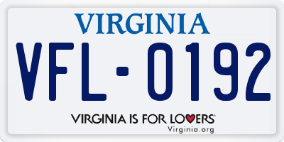 VA license plate VFL0192