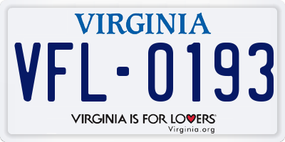 VA license plate VFL0193