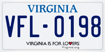 VA license plate VFL0198