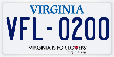 VA license plate VFL0200