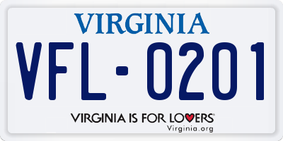 VA license plate VFL0201