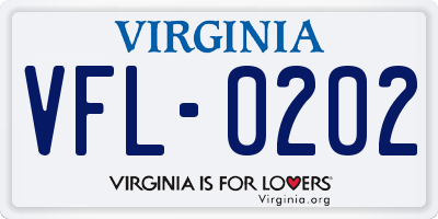 VA license plate VFL0202
