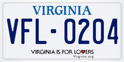 VA license plate VFL0204