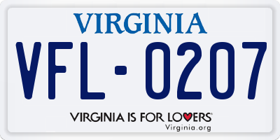 VA license plate VFL0207