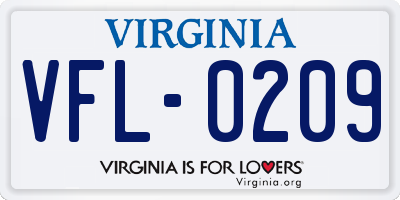 VA license plate VFL0209