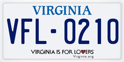 VA license plate VFL0210