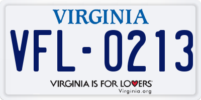 VA license plate VFL0213