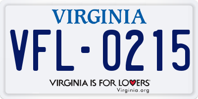 VA license plate VFL0215