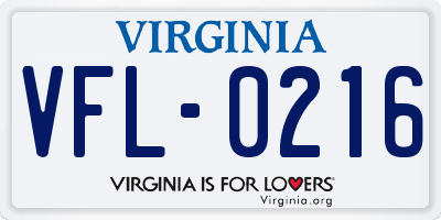 VA license plate VFL0216