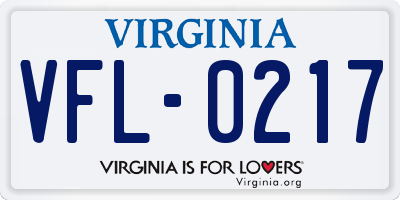 VA license plate VFL0217